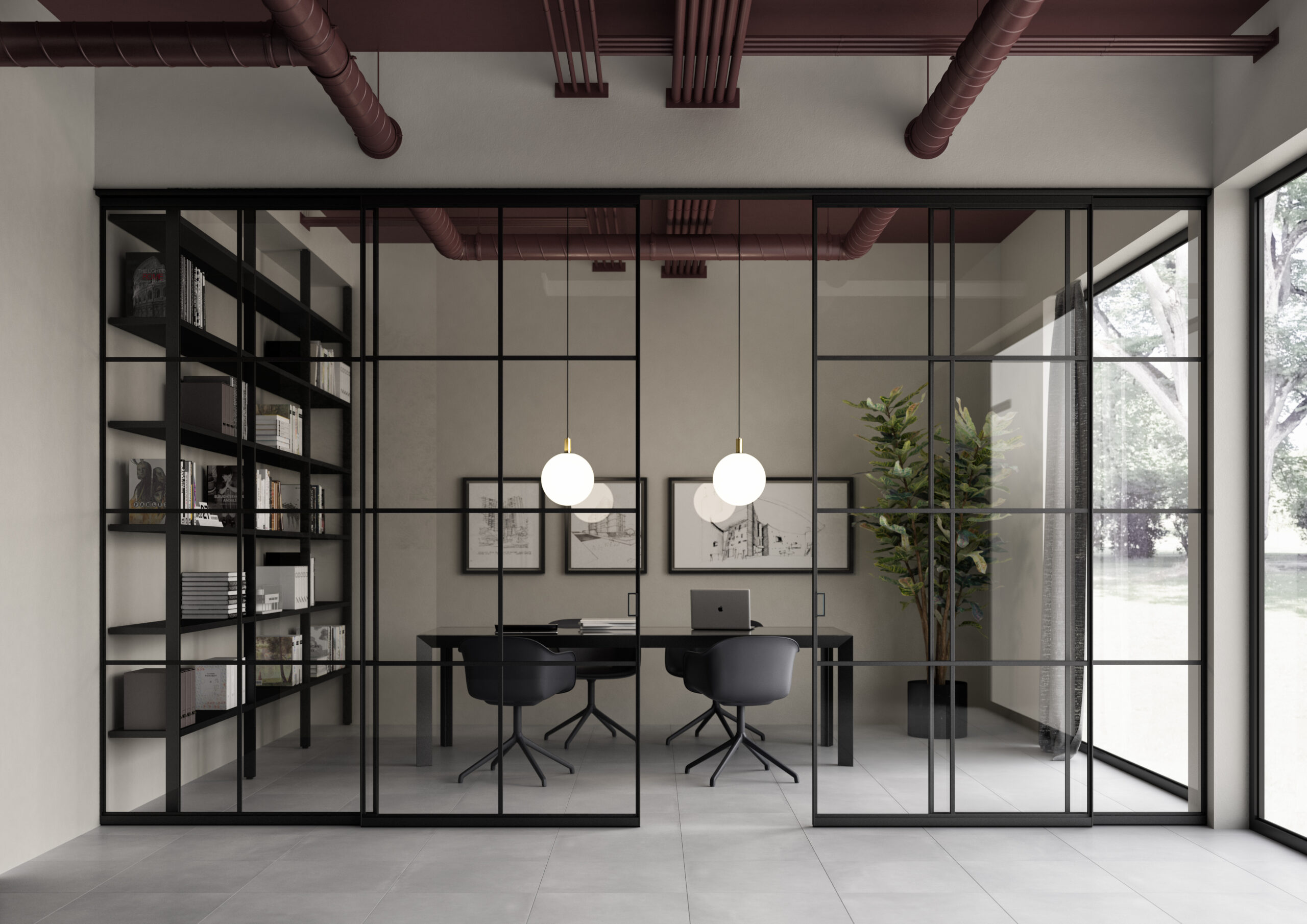 ALBED_SCORR_BININCASS_QUADRA_product_sliding_door_black_profile_trasparent_glass